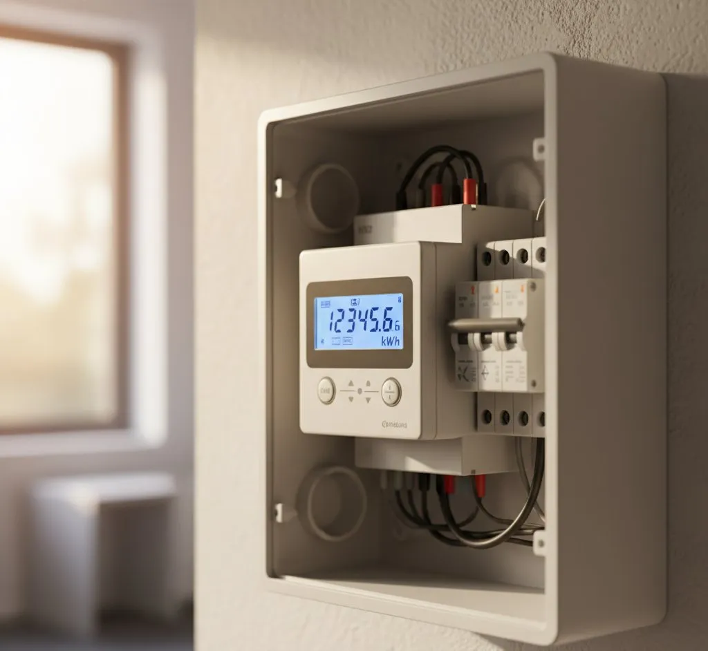 Solar generation meter and inverter display showing real-time output