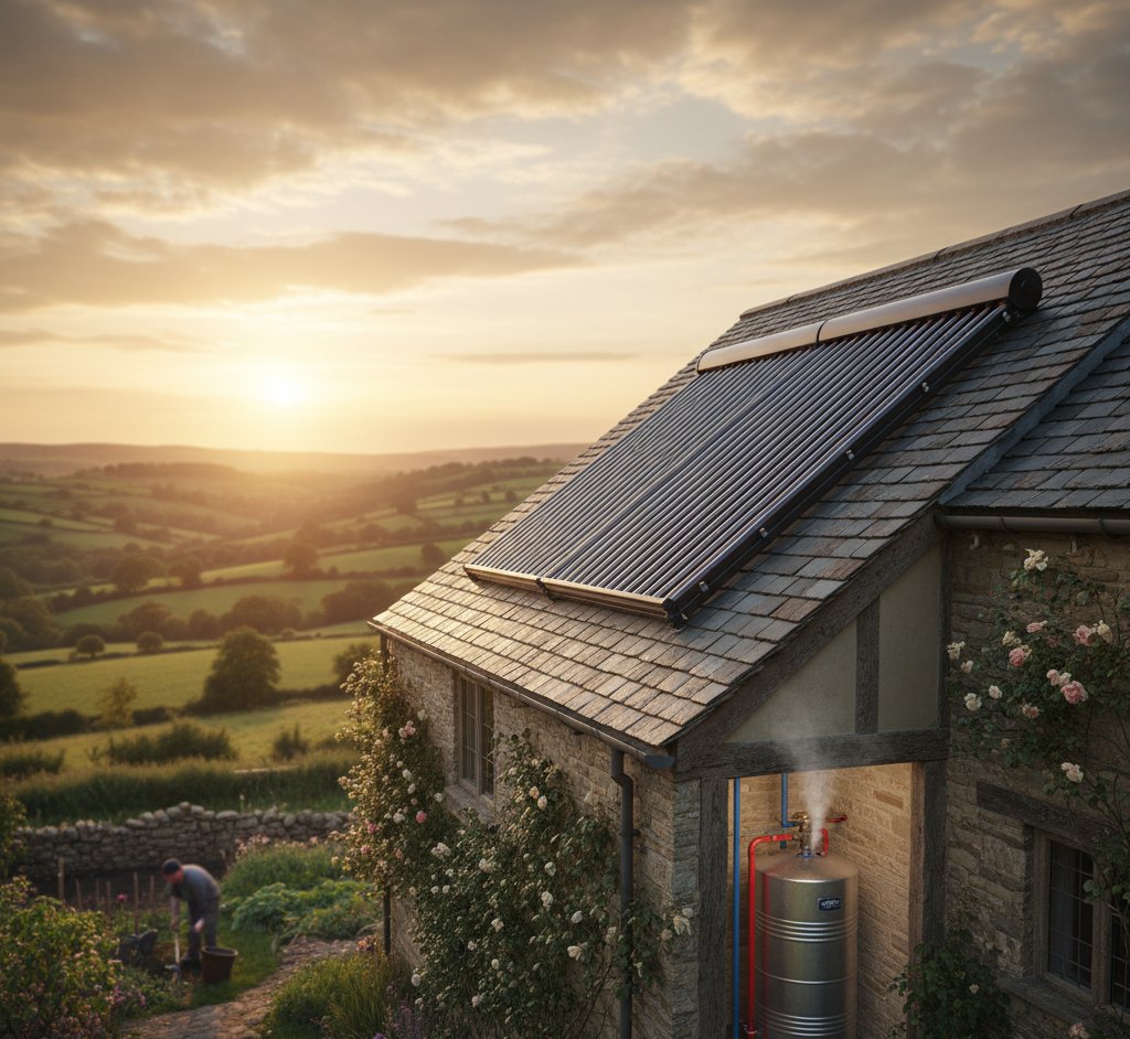 Hot water cylinder with immersion heater connected to a solar diverter