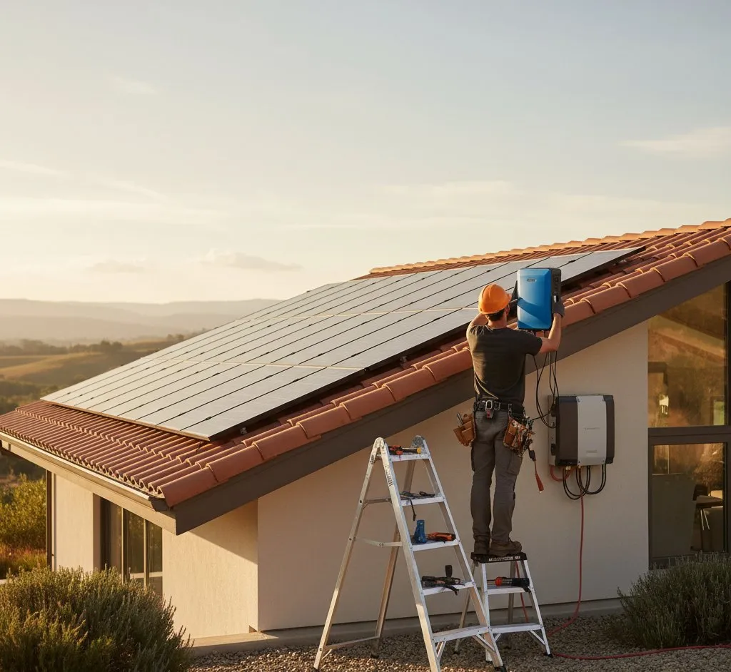 Solar inverter being replaced during a maintenance visit
