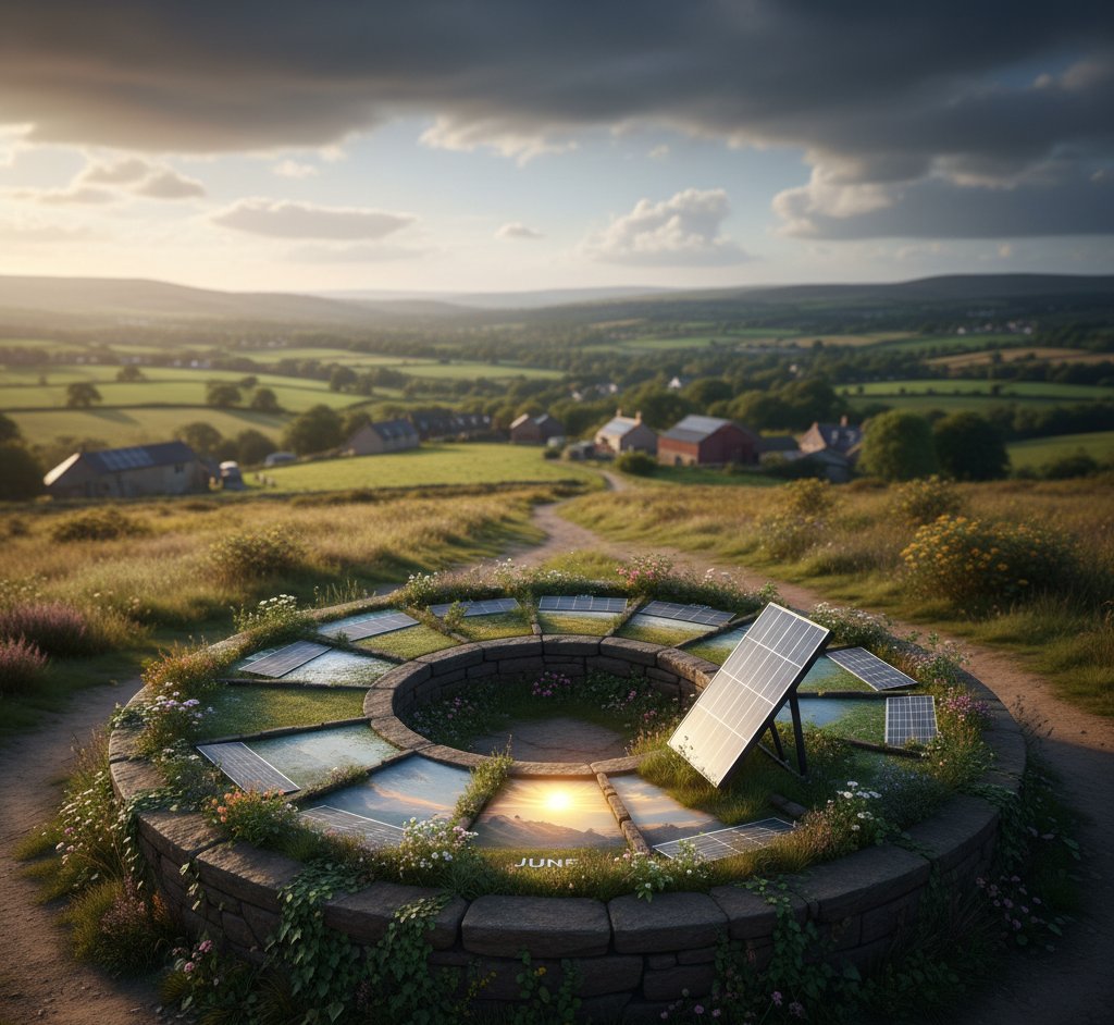 Solar panels generating electricity throughout the year